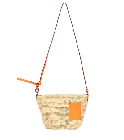 Loewe X Paula's Pochette Raffia And Leather Basket Bag In Natural