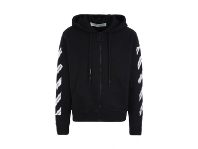 Pre-owned Off-white  Airport Tape Zip Up Hoodie Black