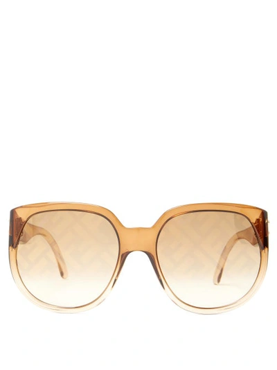 Fendi Ff-print Round Acetate Sunglasses In Brown