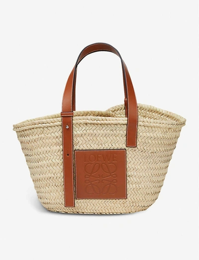 Loewe Open Raffia Basket Bag In Brown