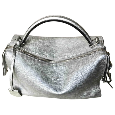 Pre-owned Fendi Sac Lei Silver Leather Handbag