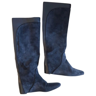 Pre-owned Lanvin Riding Boots In Blue