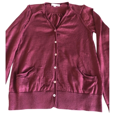Pre-owned Bonpoint Wool Cardigan In Burgundy
