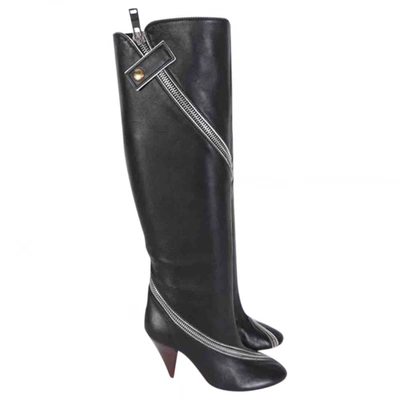 Pre-owned Celine Soft Ballerina Leather Boots In Black