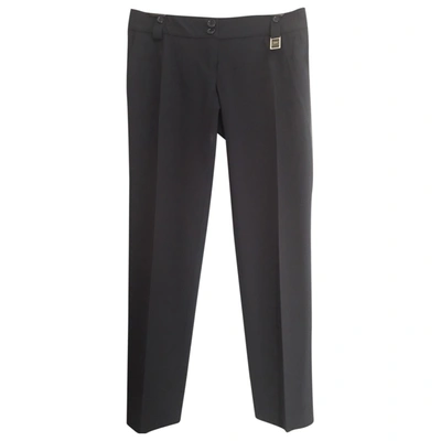Pre-owned Elisabetta Franchi Wool Straight Trousers In Blue