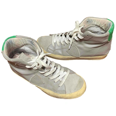 Pre-owned Philippe Model Leather Trainers In Grey