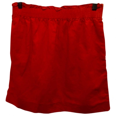 Pre-owned Jcrew Linen Mid-length Skirt In Red