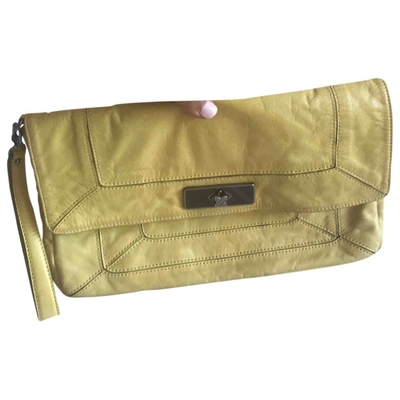 Pre-owned Bcbg Max Azria Leather Clutch Bag In Yellow