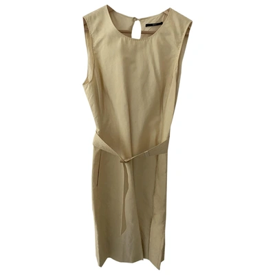 Pre-owned Hugo Boss Silk Mid-length Dress In Yellow