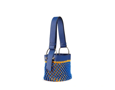 Ss20 Lana Nano Bucket Bag In Beaded Cobalt/blossom Yellow