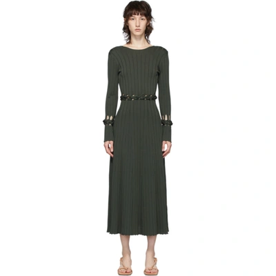 Dion Lee Braid Detail Knitted Dress In Olive