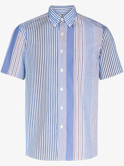 Sophnet Mixed Stripe Cotton Shirt In Blue