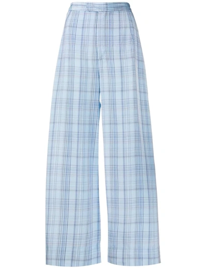 Jejia Check-print Cropped Trousers In Blue