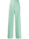 Plan C Tailored Wide-leg Trousers In Green