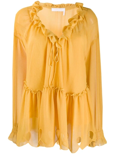 See By Chloé Ruffle-trimmed Blouse In Yellow