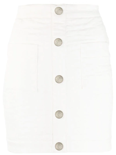 Balmain Mini High-waisted Quilted Skirt In White