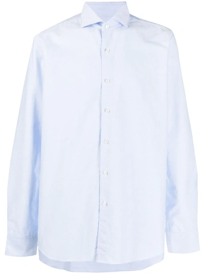 Xacus Spread-collar Poplin Shirt In Blue