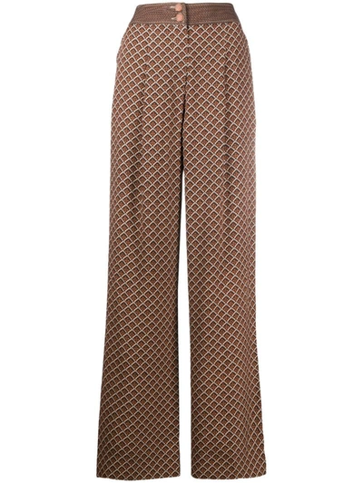 Temperley London Cecilia Wide Leg Trousers In Brown