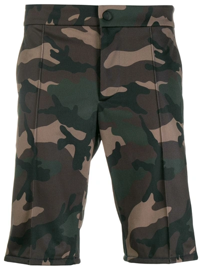 Valentino Camouflage Tailored Bermuda Shorts In Green