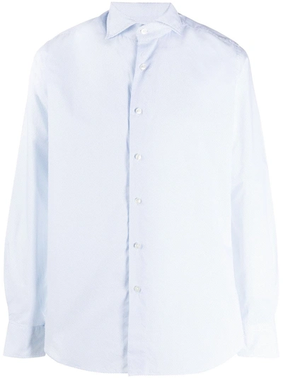 Xacus Dotted-pattern Buttoned Shirt In Blue