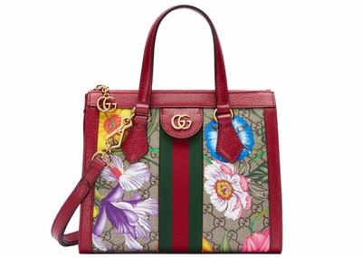 Pre-owned Gucci  Ophidia Tote Bag Gg Flora Small Red