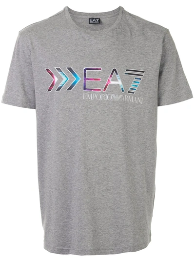 Ea7 Logo Print T-shirt In Grey