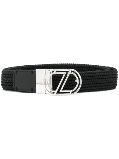 Z Zegna Logo Buckle Belt In Black