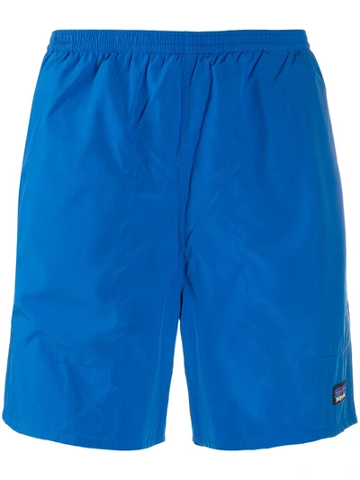 Patagonia Logo Patch Swim Shorts In Blue
