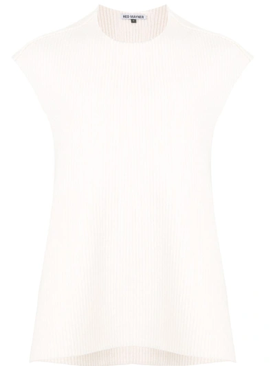 Hed Mayner Ribbed Sleeveless Jumper In White