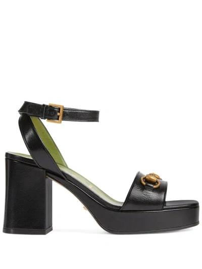 Gucci Appliqué-detailed Leather Sandals In Black