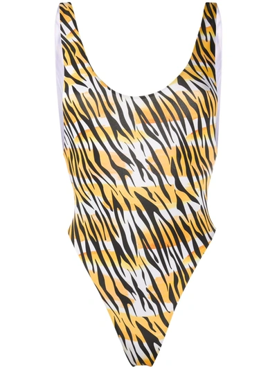 Reina Olga Funky Tiger Print Swimsuit In Yellow