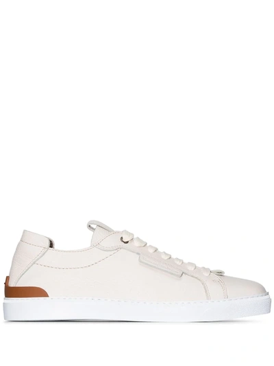 Ermenegildo Zegna Neutral Deer Trip Stitch Leather Sneakers In Neutrals