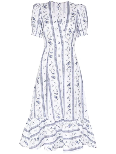 Reformation Veronika Printed Wrap Dress In White