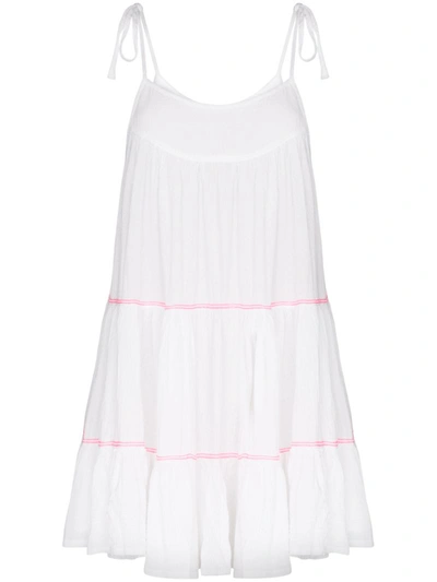 Honorine Peri Tiered Mini Dress In White