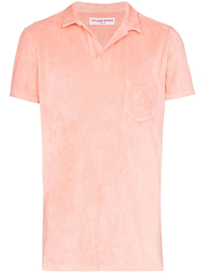Orlebar Brown Terry Towel Cotton Polo Shirt In Pink