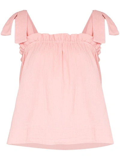 Honorine Goldie Shoulder Tie Top In Pink