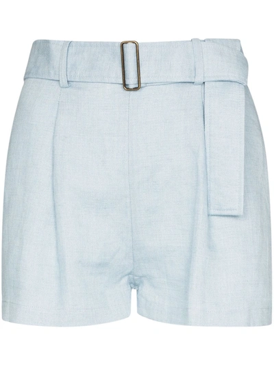 Bondi Born Blue Belted Linen Shorts