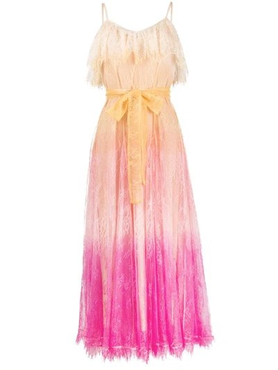 Twinset Ombré Lace Maxi Dress In Pink