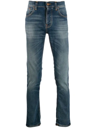 Nudie Jeans Mid-rise Straight Leg Jeans In Blue