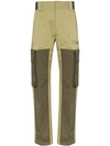 Fendi Contrast Panel Cargo Pants In Green