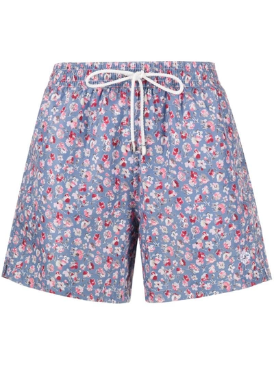 Borrelli Floral Print Swimming Trunks In Blue