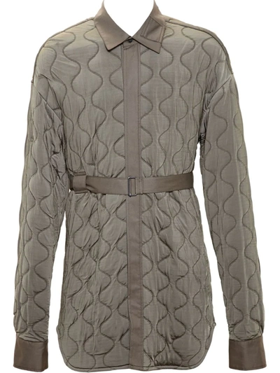 Ann Demeulemeester Long Quilted Jacket In Green