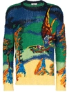 Valentino Intarsia Knit Dragon Motif Jumper In Blue