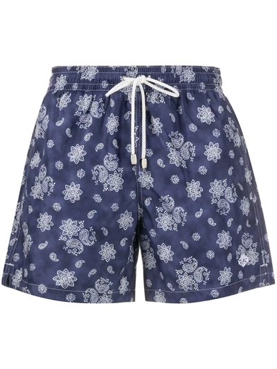 Borrelli Floral And Paisley Swimming Trunks In Blue