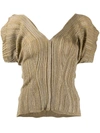 Chloé Metallic-thread Rib-knit Top In Neutrals