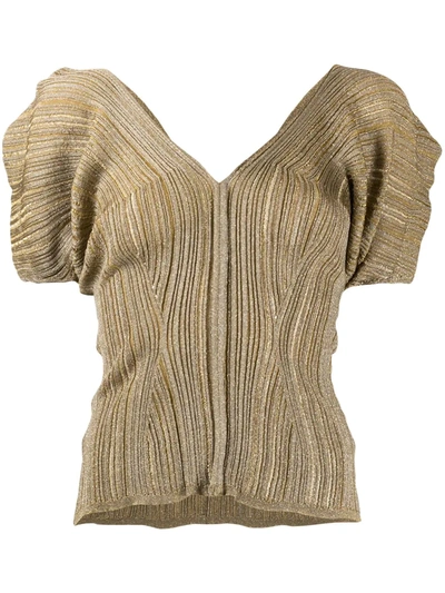 Chloé Metallic-thread Rib-knit Top In Neutrals