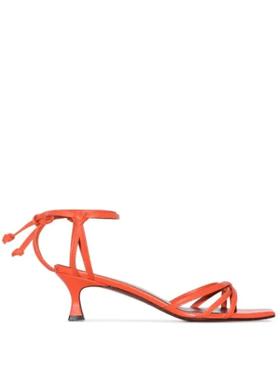Manu Atelier Red Lace 50 Leather Sandals