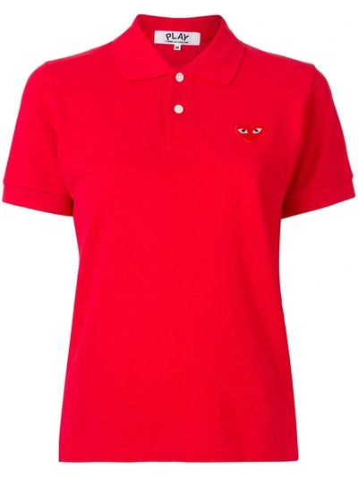 Comme Des Garçons Play Signature Piqué Polo Shirt In Red