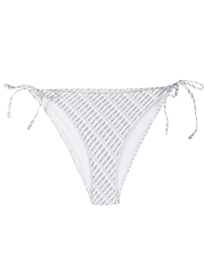 Calvin Klein Diagonal Logo Bikini Bottoms In White