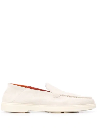 Santoni Flat Slip-on Loafers In Neutrals